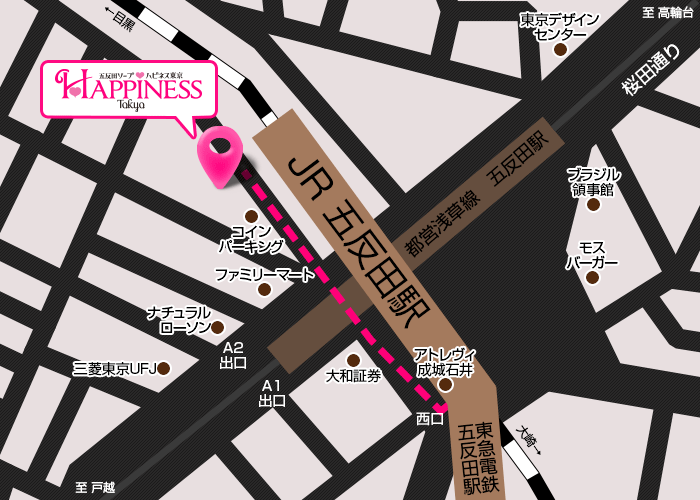 ハピネス東京五反田店地図